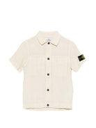 Camicia per bambino Stone Island Junior beige a maniche corte L1S161100001S0145 V0097 STONE ISLAND KIDS 