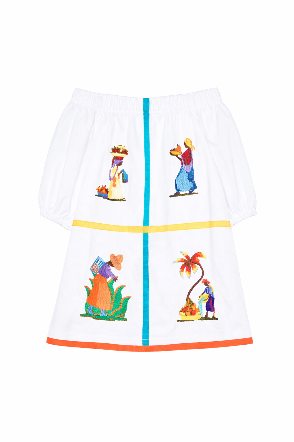 Abito per bambina Stella Jean Kids bianco con decorazione ricamata SS26SJA622 0001 STELLA JEAN KIDS 