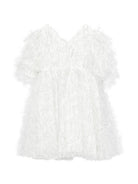 Abito per bambina Alapage bianco con dettagli frange 26SAGDRE00042 BIANCO A'LAPAGE KIDS 