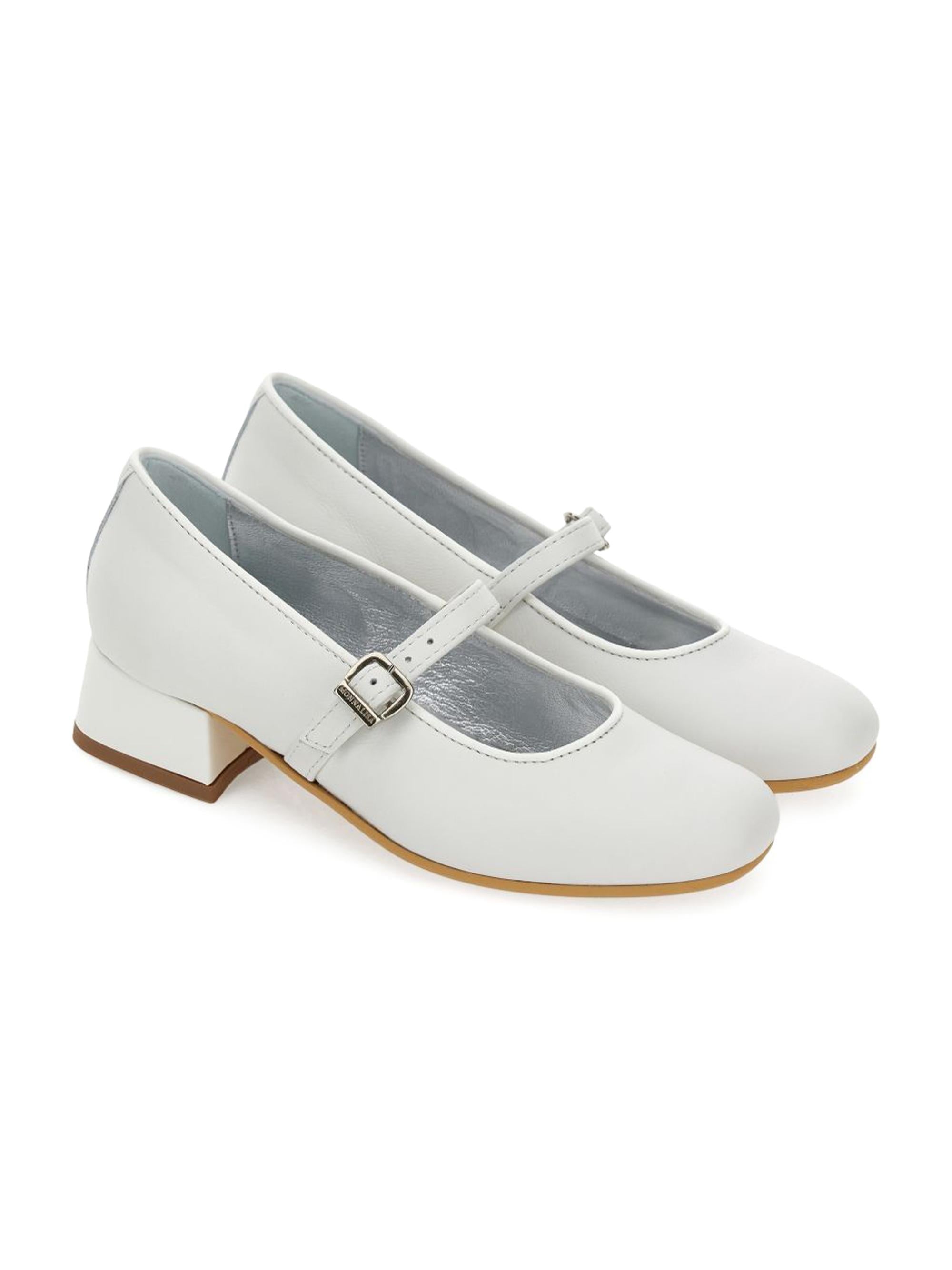 Ballerine per bambina Monnalisa bianche in pelle scamosciata con fibbia 87G007 7707 0001 MONNALISA KIDS 