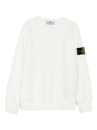 Felpa per bambino Stone Island Kids bianco con applicazione sulla manica L2S166100001S0A20 V0001 STONE ISLAND KIDS 