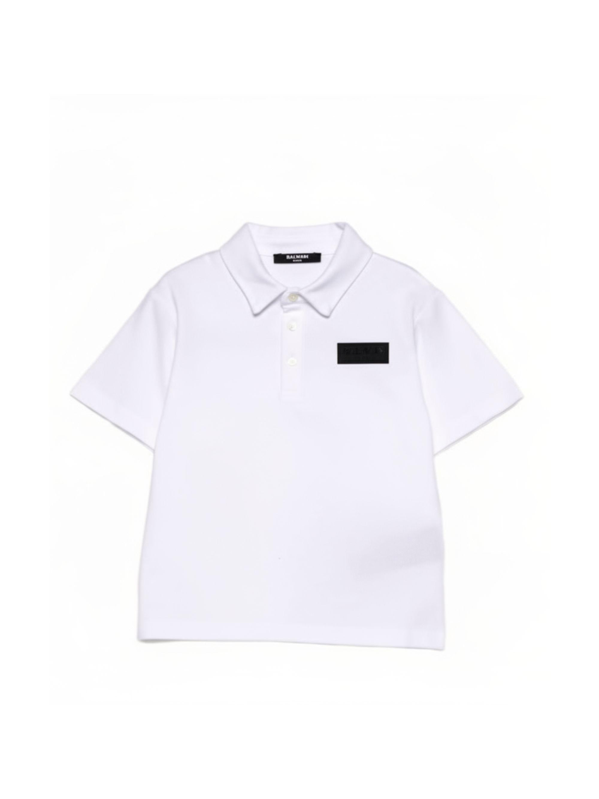 Polo per bambino Balmain Kids bianca con dettaglio sul petto BY8Q01 Z3658 100NE BALMAIN KIDS 