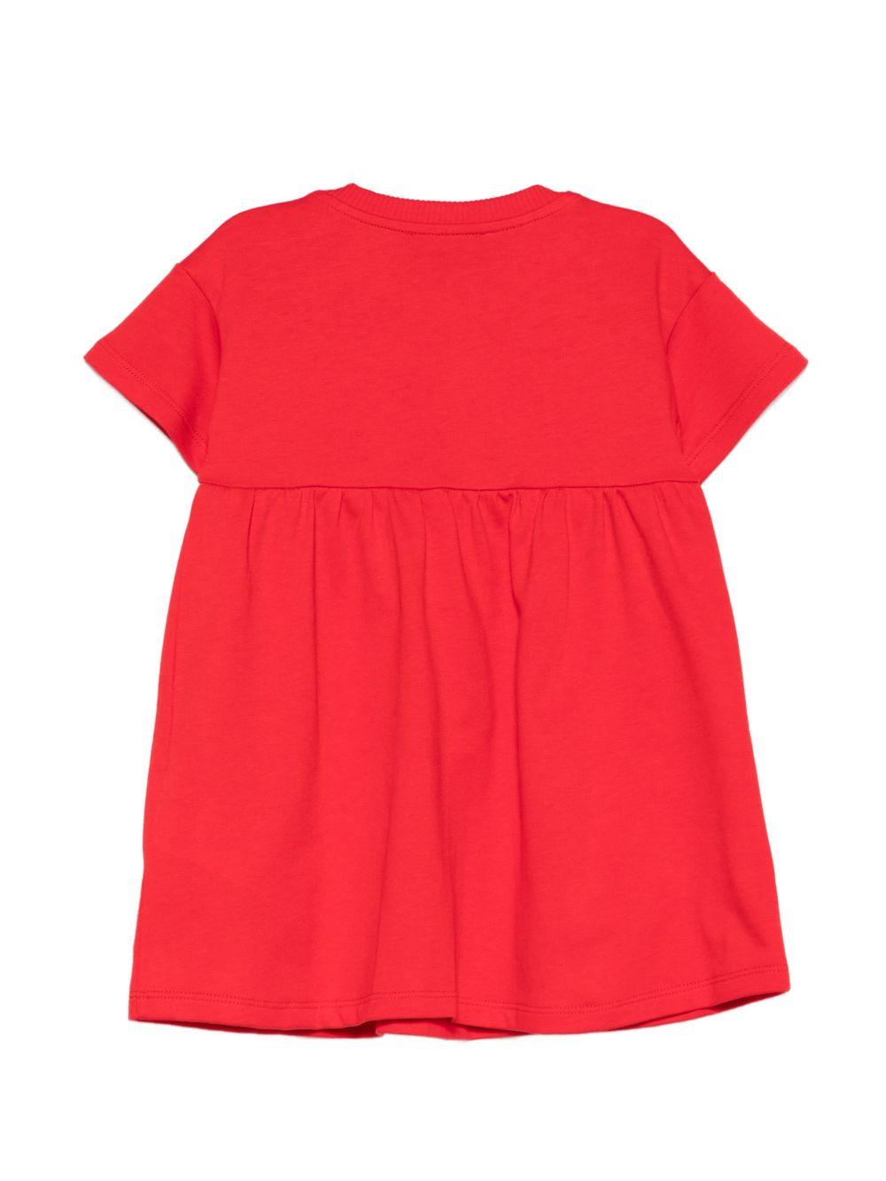 Abito per neonata Moschino Kids rosso con stampa Teddy Bear sul davanti MDV0DGLCA19 50109 MOSCHINO KIDS 