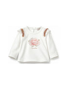 T-shirt per neonata Monnalisa Kids bianca con dettagli ruches 39H602 8002 0001 MONNALISA KIDS 