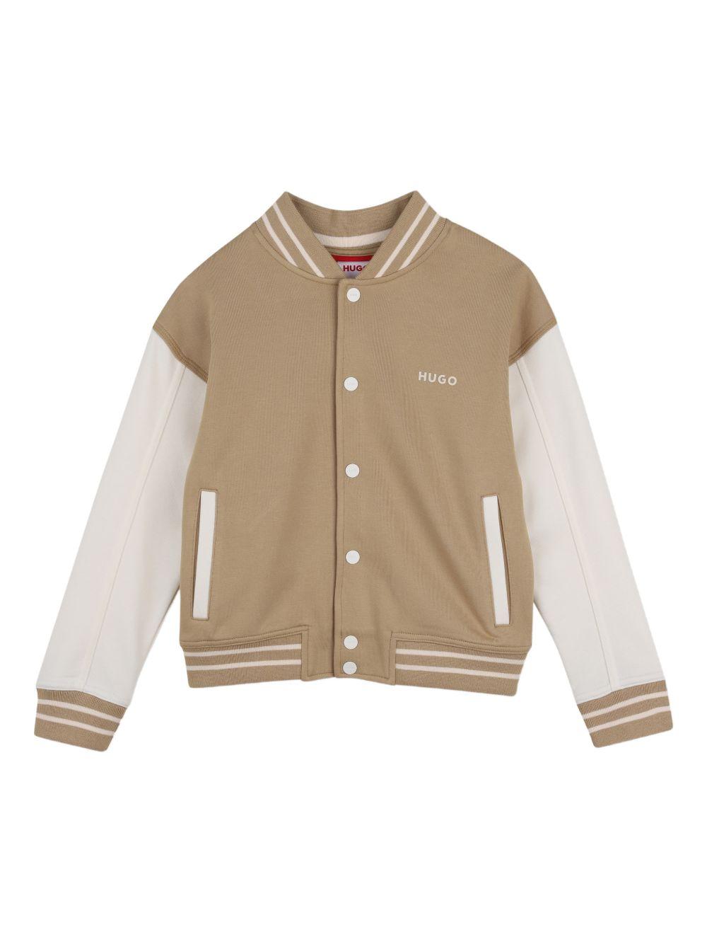 Felpa per bambino Hugo Kids marrone con inserti bianchi G01003 23B Hugo KIDS 