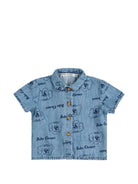 Camicia per neonato Bobo Choses azzurro con stampa grafica all-over B126AB027 451 BOBO CHOSES KIDS 