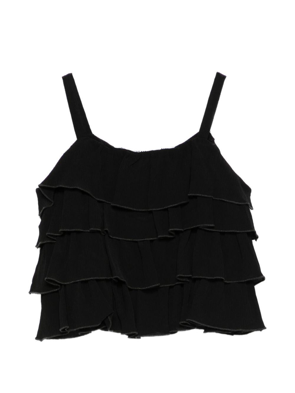Top per bambina Balmain Kids nero con design a balze BY5A52 K0282 930OR BALMAIN KIDS 