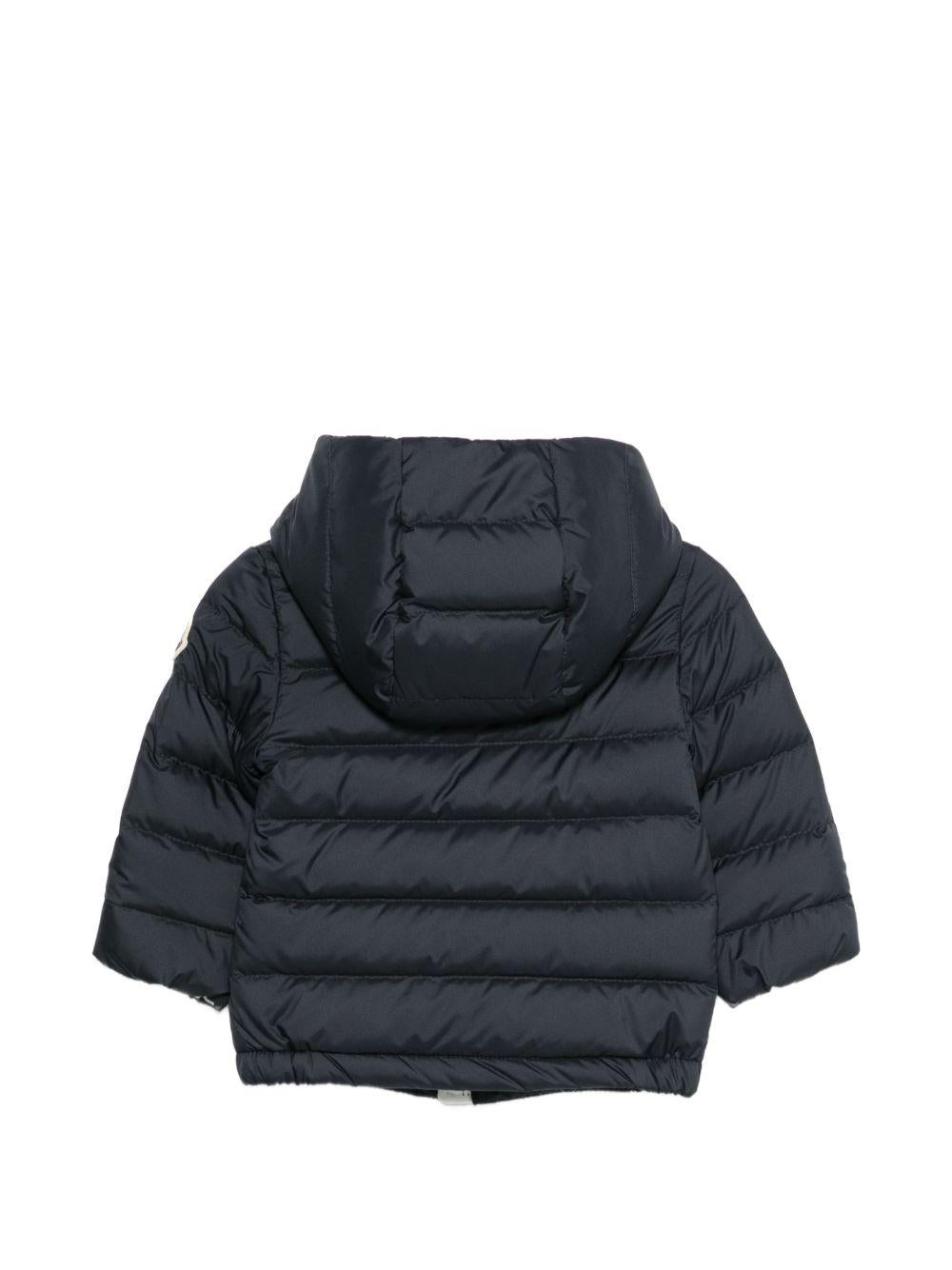 Giubbino per neonato Moncler Enfant blu scuro con cappuccio L19511A00006597X2 77G MONCLER KIDS 