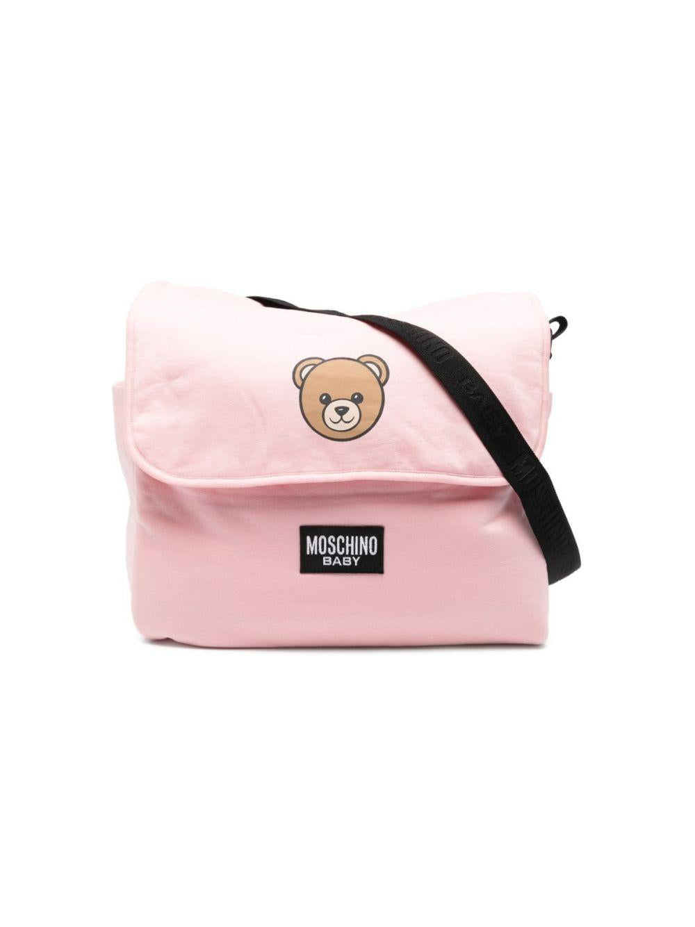 Borsa per neonata Moschino Kids rosa con stampa Teddy Bear MUX05VLCA19 50209 MOSCHINO KIDS 