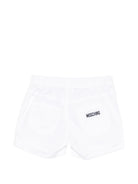 Shorts per neonato Moschino Kids bianchi con logo sul retro MNQ00RLLA10 10101 MOSCHINO KIDS 