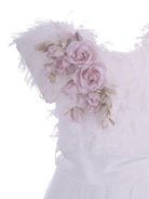 Abito per bambina Monnalisa bianco con applicazione fiori 79G900 7044 0001 MONNALISA KIDS 