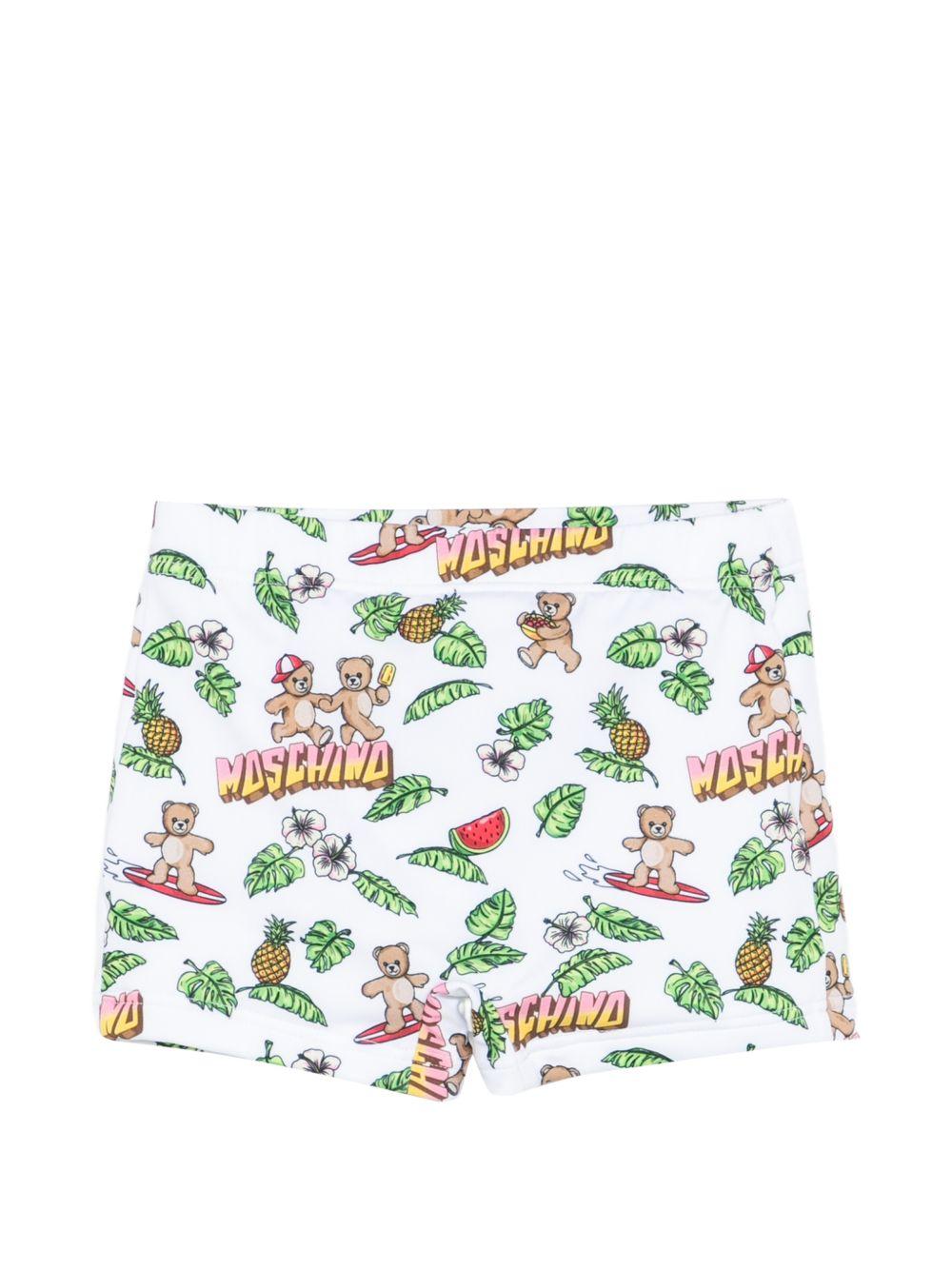 Costume per neonato Moschino Kids bianco con stampa grafica all-over M5L006LKA11 83657 MOSCHINO KIDS 
