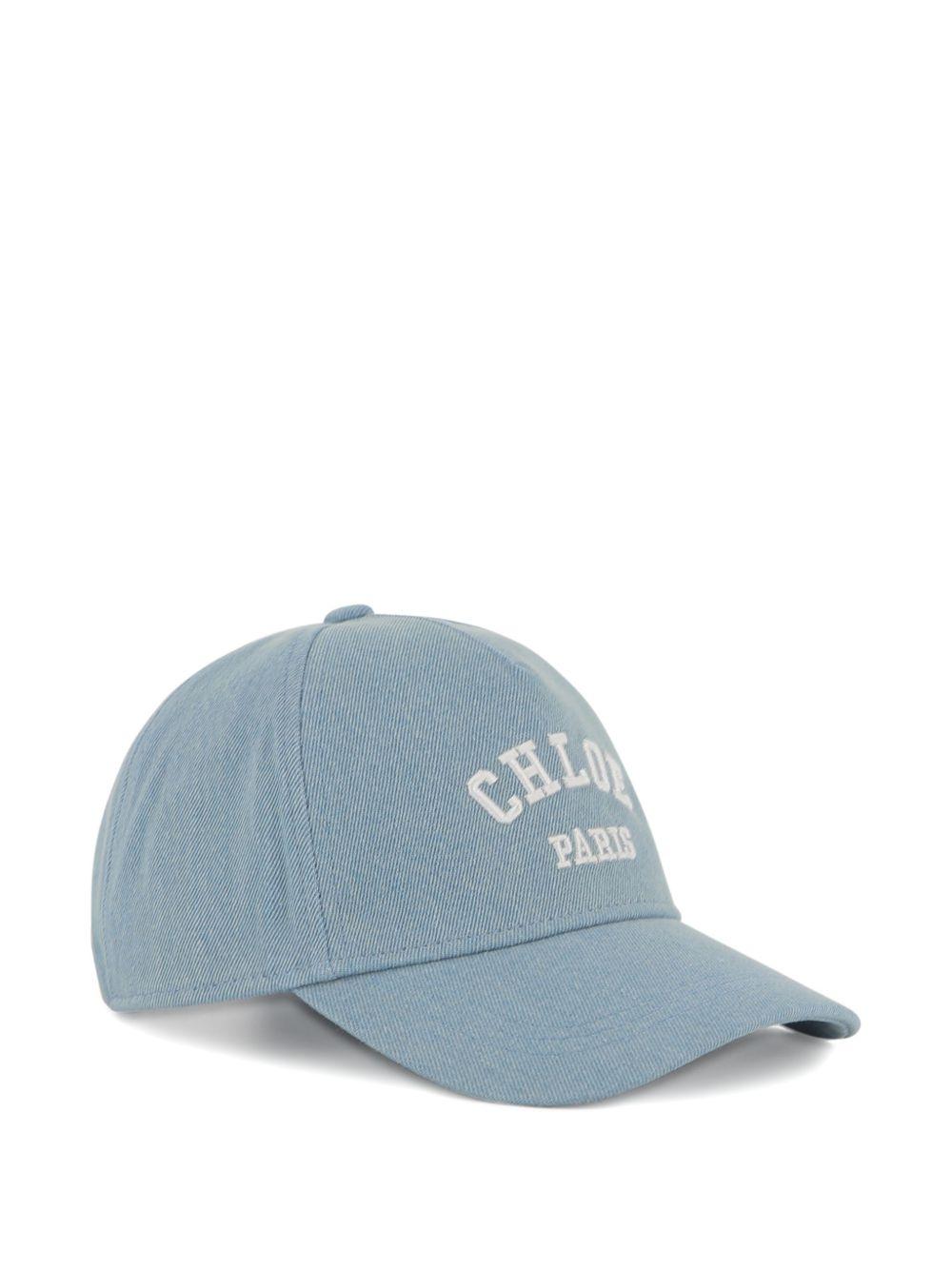 Cappello per bambina Chloé Kids in denim con ricamo logo C20869 Z10 CHLOE' KIDS 