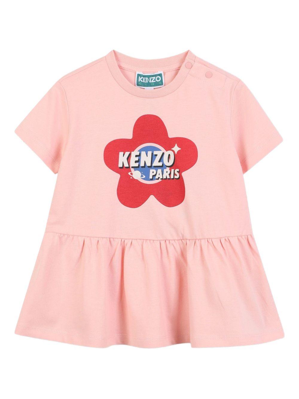 Abito per neonata Kenzo Kids rosa con stampa a fiori K61267 47H KENZO KIDS 