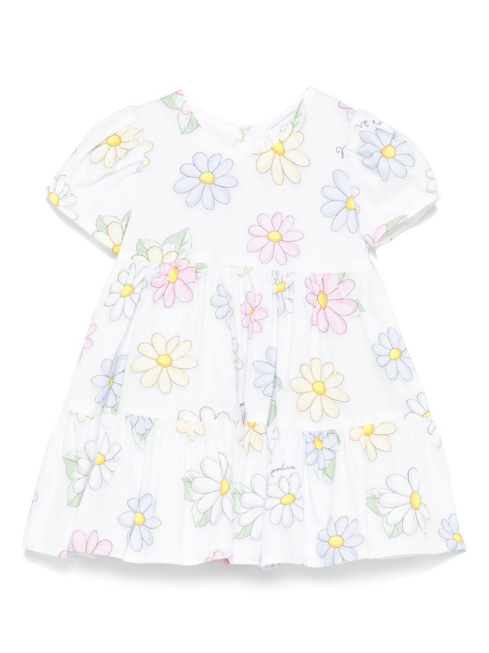 Abito per neonata Monnalisa bianco con stampa a fiori 31E911 5663 0099 MONNALISA 