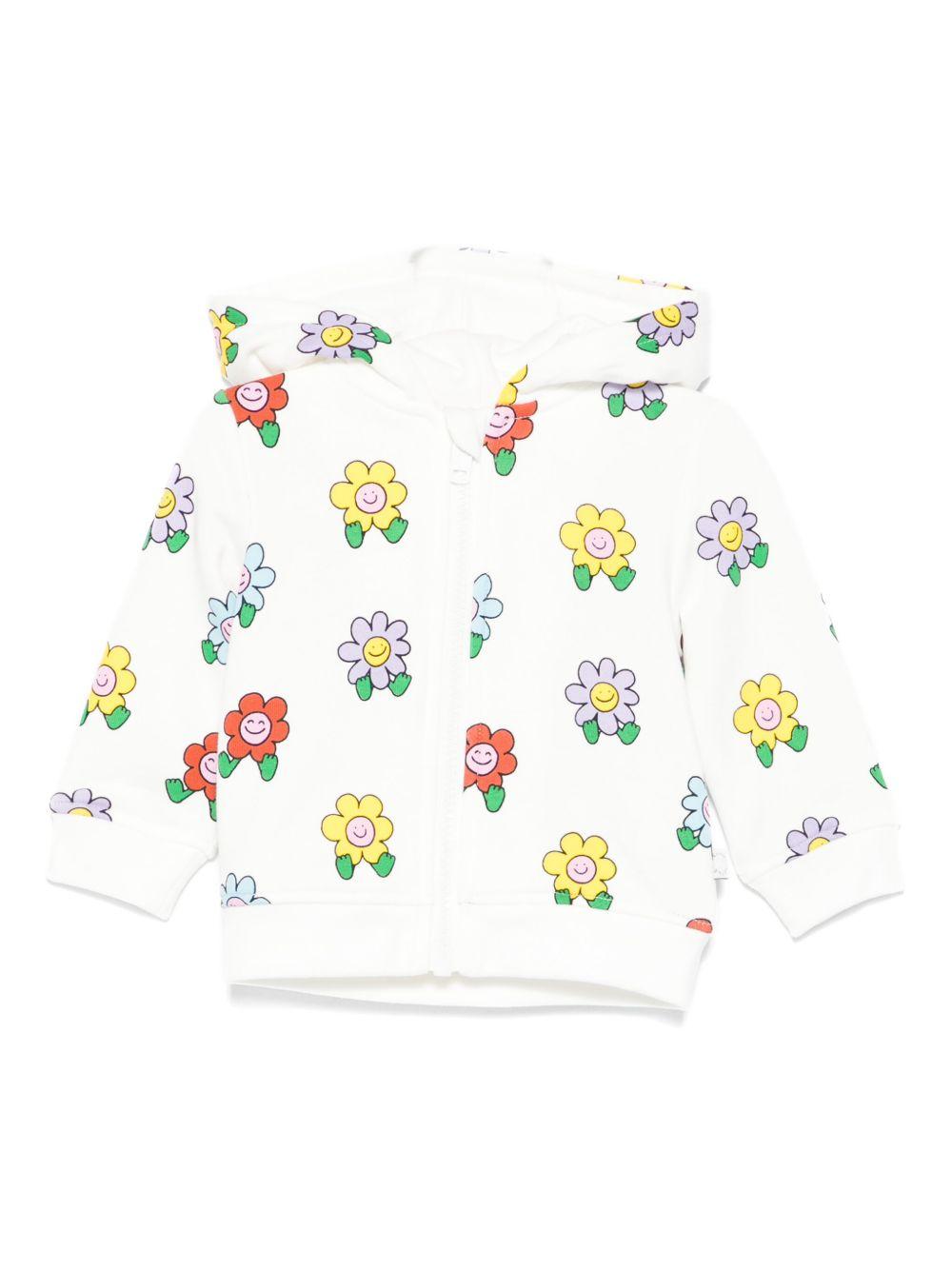 Felpa per neonata Stella McCartney Kids bianco con stampa floreale e cappuccio TX4030 Z3208 101MC STELLA McCARTNEY KIDS 