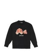 Felpa per bambino Palm Angels Kids nera con stampa orso sul davanti PBBA012S26FLE002 110 PALM ANGELS KIDS 