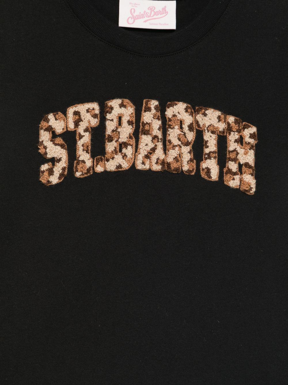 T-shirt per bambina MC2 Saint Barth Kids nero con toppa logo animalier ELLY001 03406L MC2 ST. BARTH KIDS 