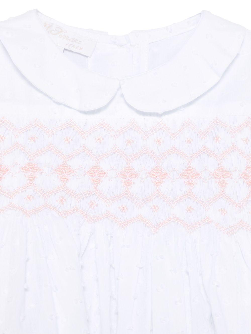 Abito per neonata Mariella Ferrari bianco con inserto con punto smock ATC3 043 MARIELLA FERRARI 