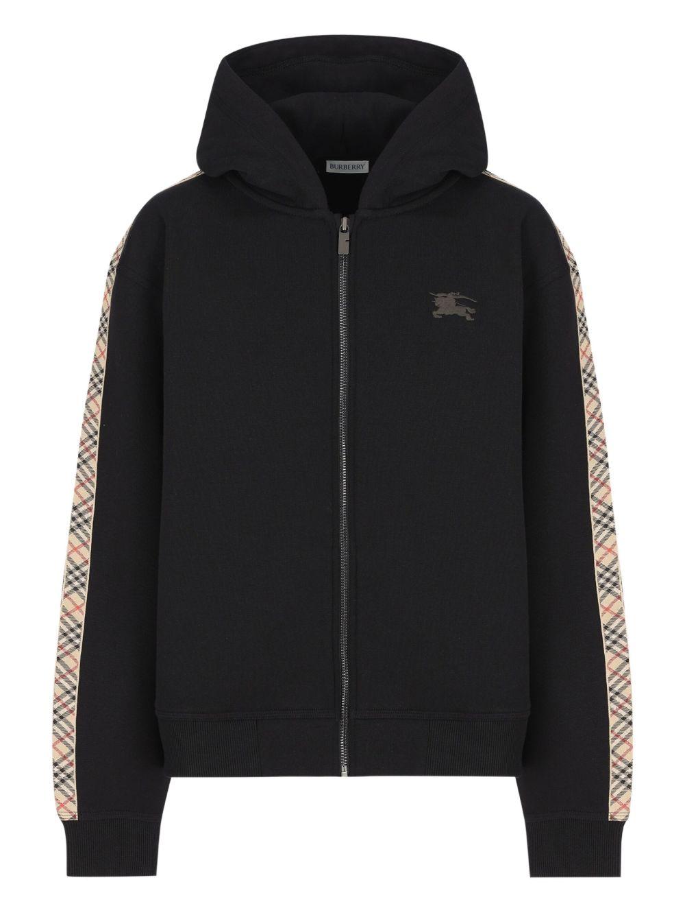 Felpa per bambini Burberry Kids nera con logo ricamato e zip 8108062 A1189 BURBERRY KIDS 