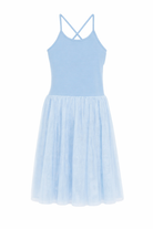Abito in tulle per bambina Molo azzurro con spalline sottili incrociate 2S26E128 5637 MOLO 