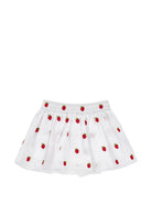 Shorts per bambina Monnalisa bianchi con ricamo fragole all-over 31G413 7944 9944 MONNALISA KIDS 