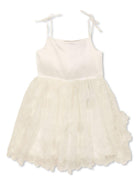 Abito per bambina Self-Portrait Kids beige con ricamo a fiori SS25-713S-C WHITE SELF-PORTRAIT KIDS 
