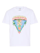 T-shirt per bambino Casablanca Kids bianca con stampa logo KSP26JTS03801 INNOCENCE TRIANGLE CASABLANCA KIDS 