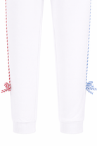 Pantaloni per bambina Monnalisa bianchi con nastro con logo 19G406 7012 0099 MONNALISA KIDS 