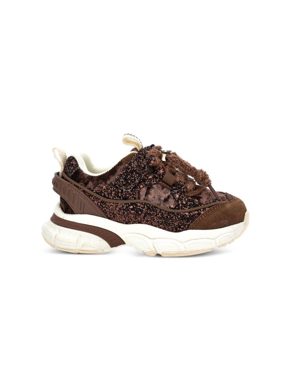 Sneakers per bambina Monnalisa Kids marroni con dettaglio glitter 8CH006 8773 0006 MONNALISA KIDS 