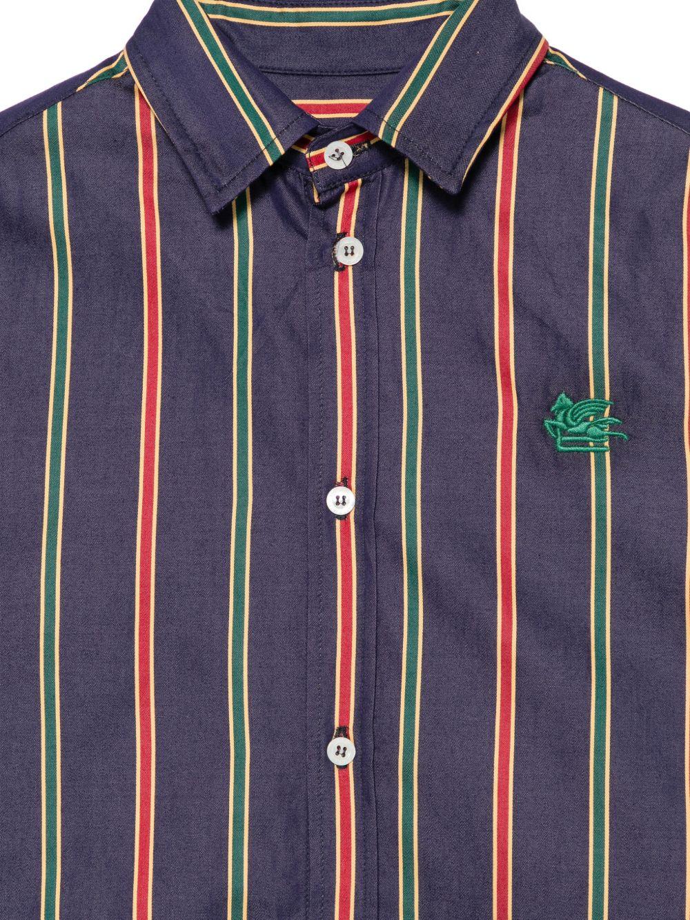 Camicia Pegaso per bambino Etro Kids blu con motivo a righe GZ5H10 P0622 617VE ETRO KIDS 