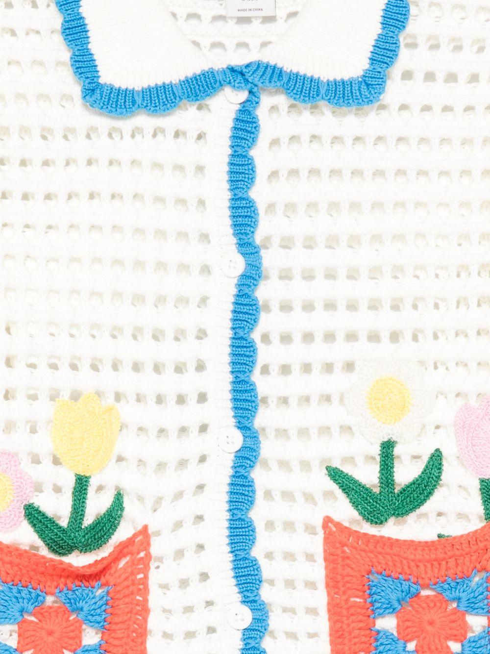 Cardigan per bambina Stella McCartney Kids bianco con dettagli floreali ricamati TY9A10 Z1876 101 STELLA McCARTNEY KIDS 