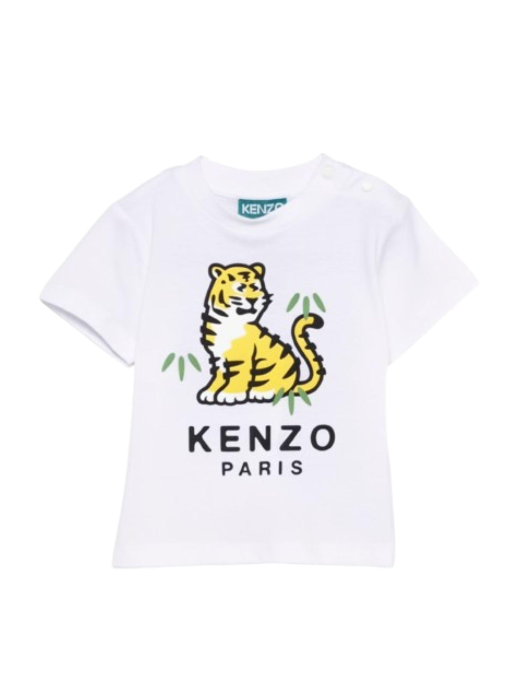 T-shirt per neonato Kenzo Kids bianca con stampa tigre sul davanti K61866 10P KENZO KIDS 