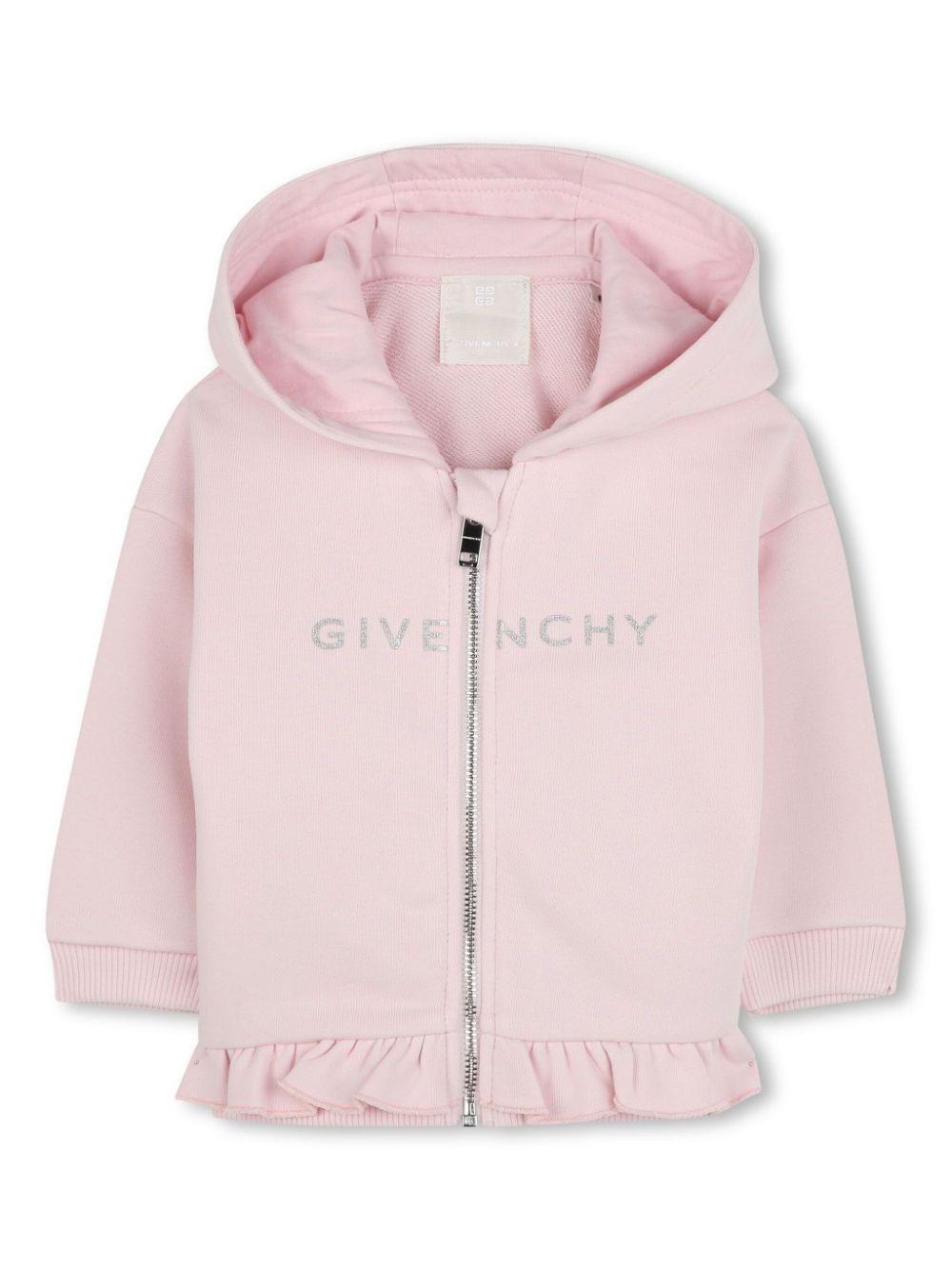 Felpa per neonata Givenchy Kids rosa con cappuccio con trama effetto lana H30654 44Z GIVENCHY KIDS 