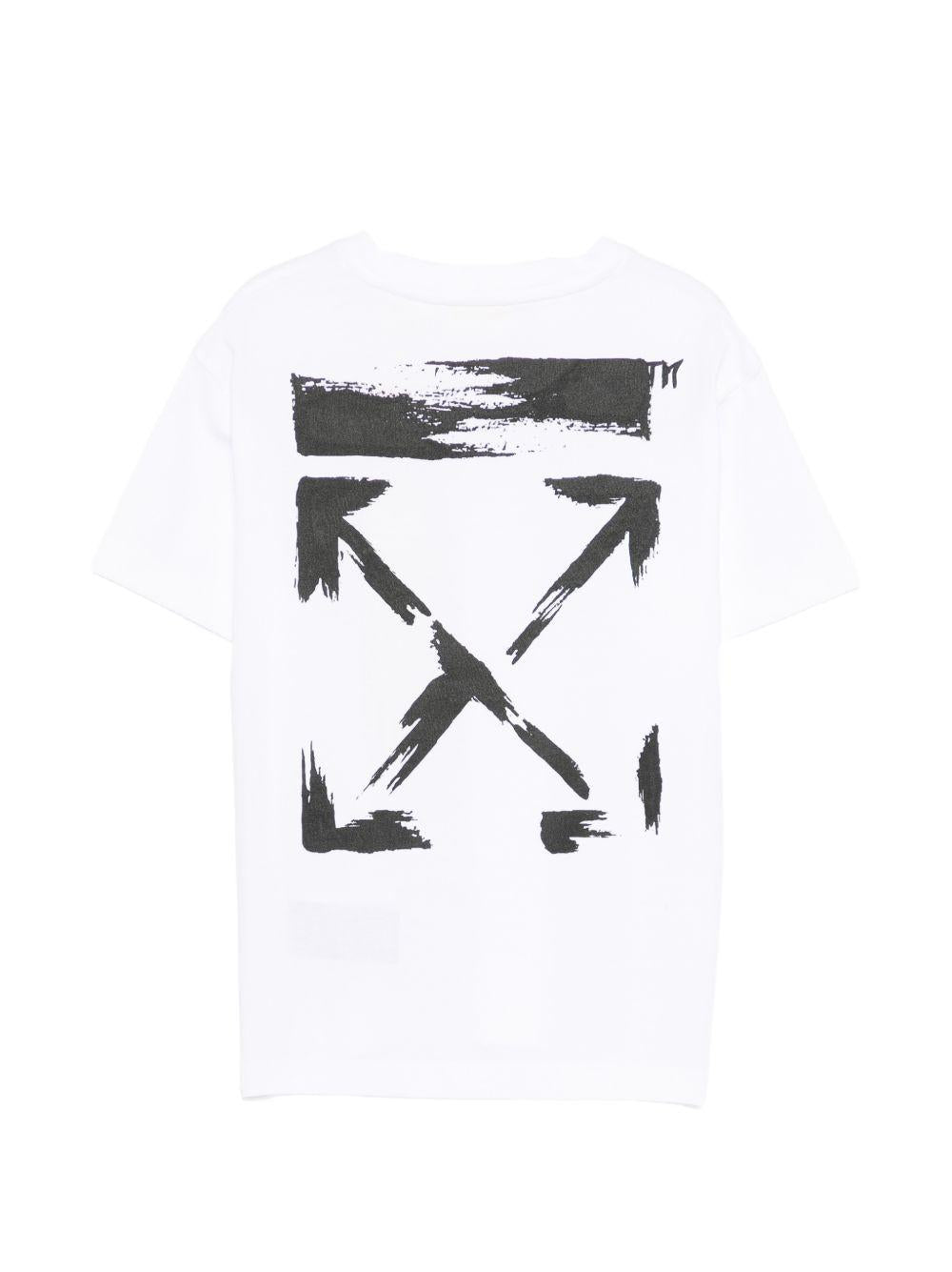 T-shirt per bambino Off-White Kids bianca con stampa freccia sul retro 44BAA002S26J006 100 OFF WHITE KIDS 