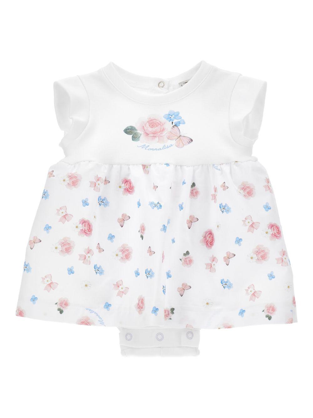 Abito per neonata Monnalisa bianco con stampa a fiori 35G210 7000 0099 MONNALISA KIDS 