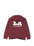 Felpa per bambino Emporio Armani Kids bordeaux con patch del logo sul retro EB001391 AF26020 UA343 EMPORIO ARMANI KIDS 