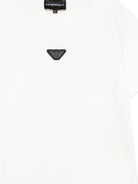 T-shirt per bambino Emporio Armani Kids bianca con logo Aquila sul davanti EB000943 AF13715 U0003 EMPORIO ARMANI KIDS 