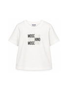 T-shirt da bambino Moschino Kids bianca con stampa logo H5M05GLAA23 10063 MOSCHINO KIDS 