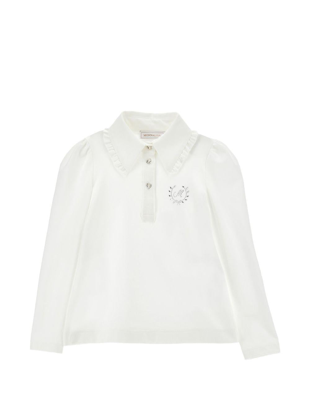 T-shirt per bambina Monnalisa Kids bianca con dettagli ruches 18HOZZ 8201 0099 MONNALISA KIDS 
