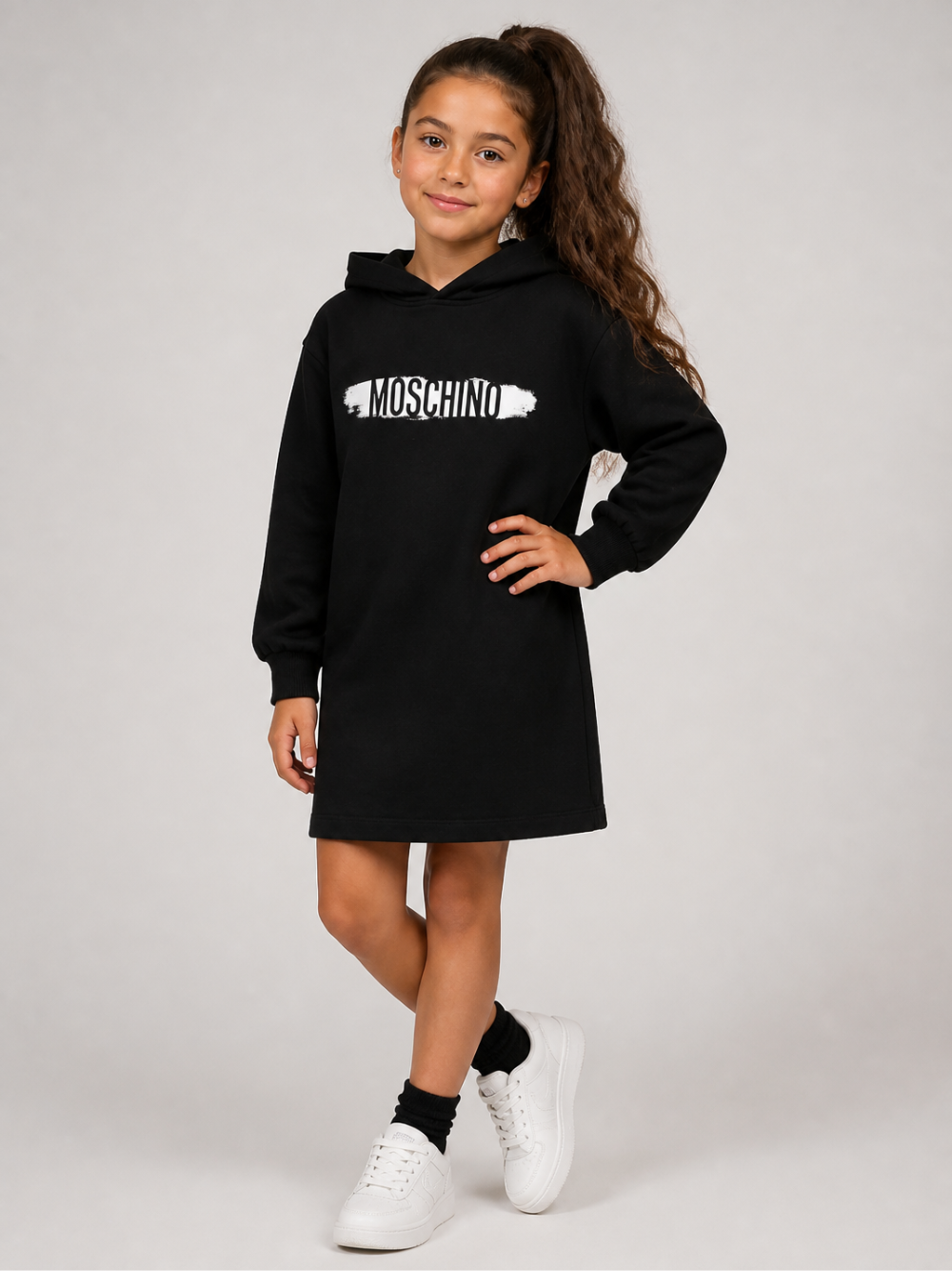 Abito per bambina Moschino Kids nero modello felpa HDV0ICLCA40 60100 MOSCHINO KIDS 