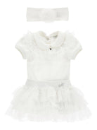 Set tutina gonna e fascia per neonata Monnalisa bianco con dettaglio a cuore 35G502 7000 0001 MONNALISA KIDS 