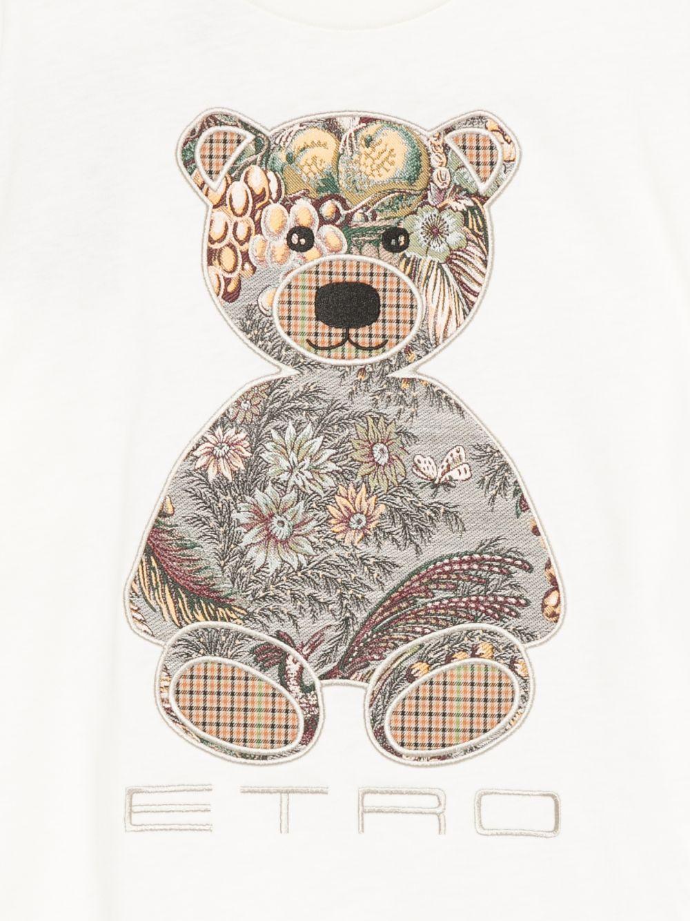 T-shirt per bambini Etro Kids bianca con ricamo orso sul davanti GZ8P31 Z3672 102 ETRO KIDS 