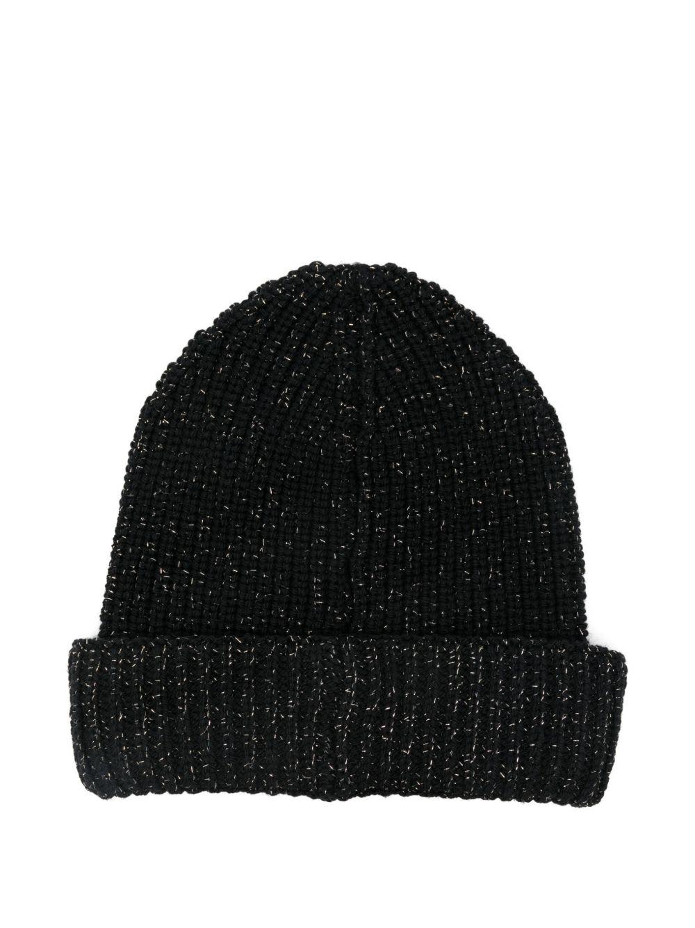 Berretto per bambina Moncler Enfant nero con applicazione con logo K29543B00021M8258 999 MONCLER ENFANT 