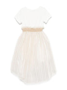 Abito per bambina Monnalisa bianco con dettagli ruches e lurex 71E954RM 5903 0170 MONNALISA 