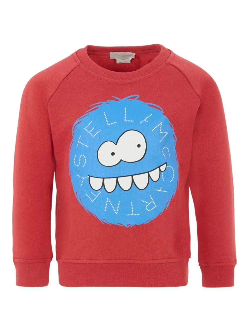 Felpa per bambino Stella McCartney Kids rosso con stampa mostro TX4Q30 Z0453 304 STELLA McCARTNEY KIDS 