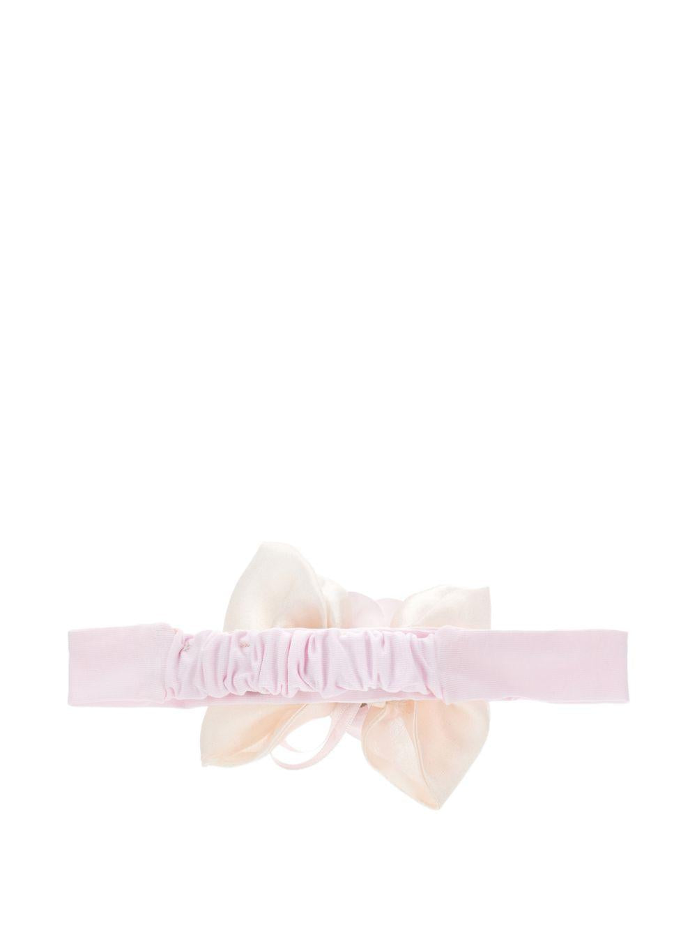 Fascia per capelli per neonata Monnalisa rosa con dettaglio con fiocco e fiore 73G005 7201 0091 MONNALISA 