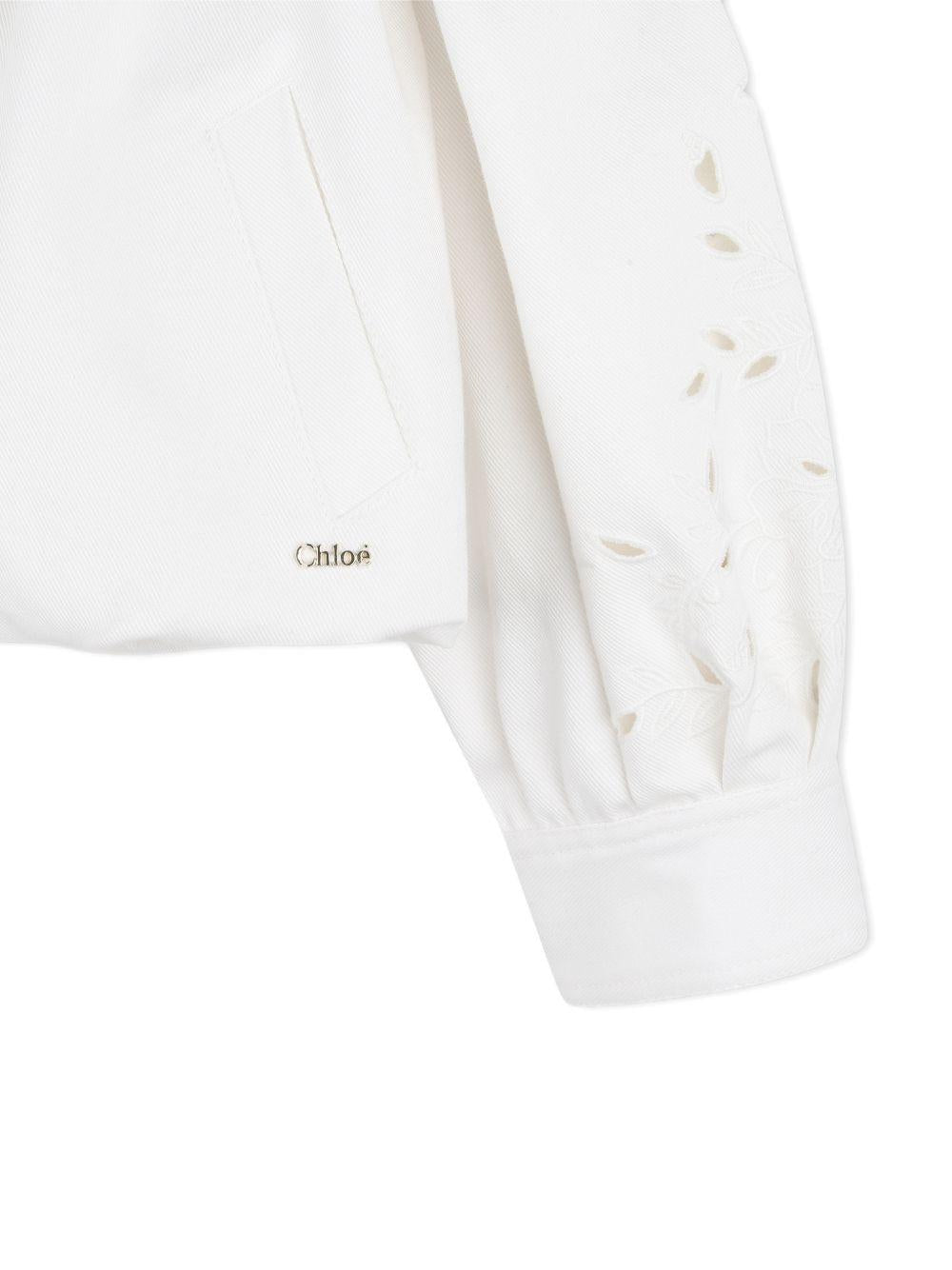 Giacca per bambina Chloé Kids bianca con design laser cut C20837 117 CHLOE' KIDS 