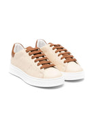 Sneakers per bambino Colorichiari beige in pelle con rinforzo sul tallone a contrasto con logo MJ958165 4869 2128 COLORICHIARI 