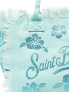 Borsa Vanity MC2 Saint Barth azzurro con motivo floreale glitterato VANI001 09672L MC2 ST. BARTH KIDS 